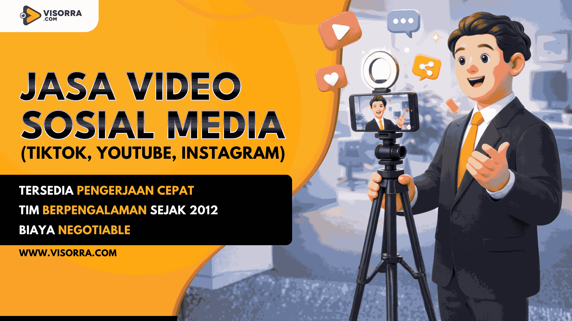 Jasa Video Sosial Media (Tiktok, Youtube, Instagram) Visorra.com